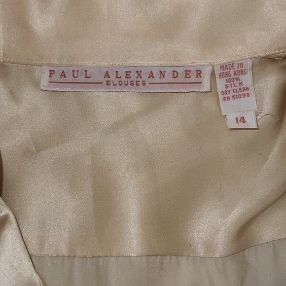 100% Ivory Silk Luxury Vintage Paul Alexander Blouse Top 14 NO BIG Just PLUS❣️ - Picture 7 of 9